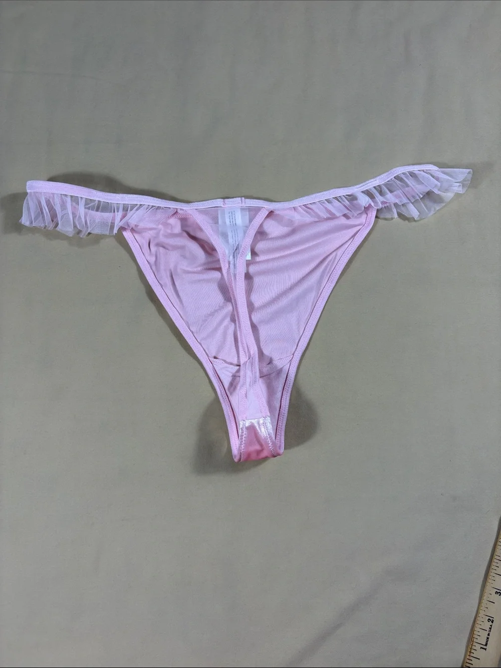 Auden Pink Velour Ruffle Lingerie Set Womens XXL Thong Underwire Matching NWT